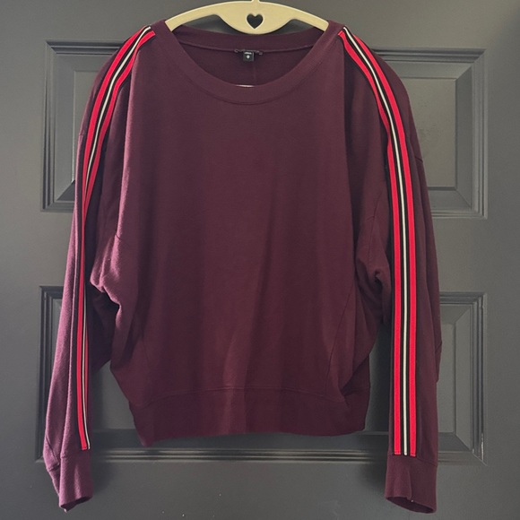 Express Maroon Sweater with Red and White Stripes - Picture 1 of 4
